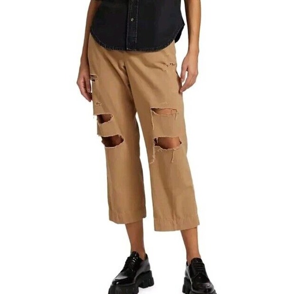 Frame Le Tomboy Trousers In Washed Dark Sand High Rise Cropped Pants Sz 28 (j - Picture 1 of 6
